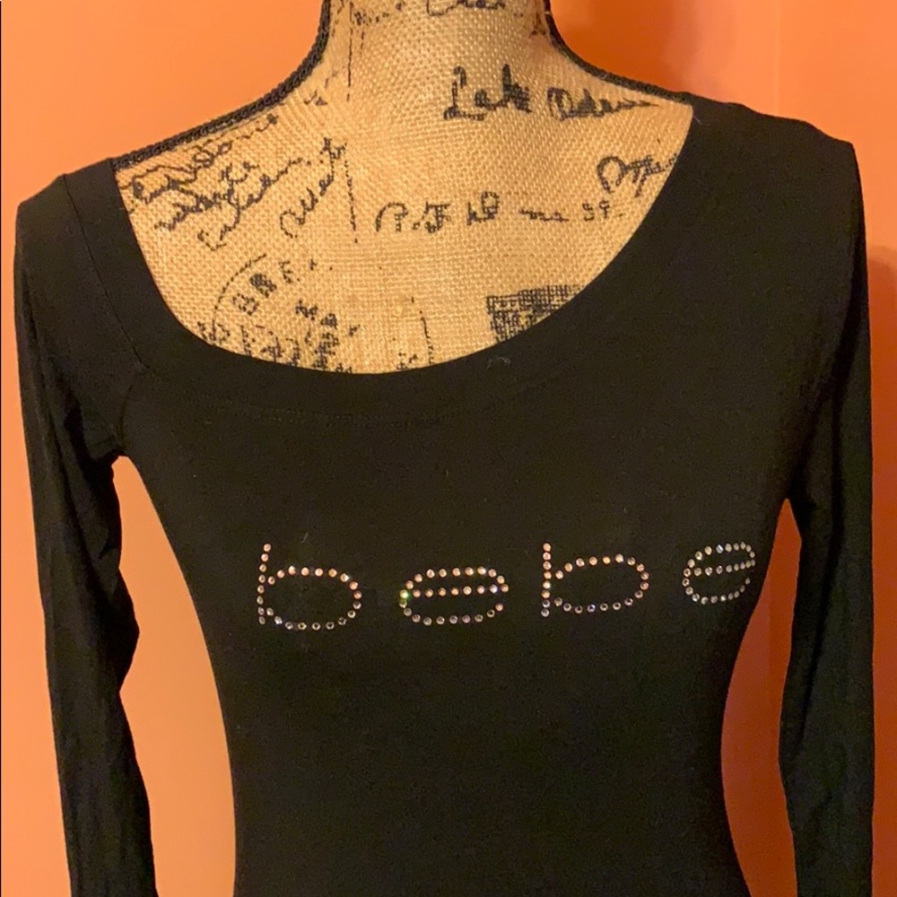 Asymmetric Collar Rhinestone BEBE Shirt